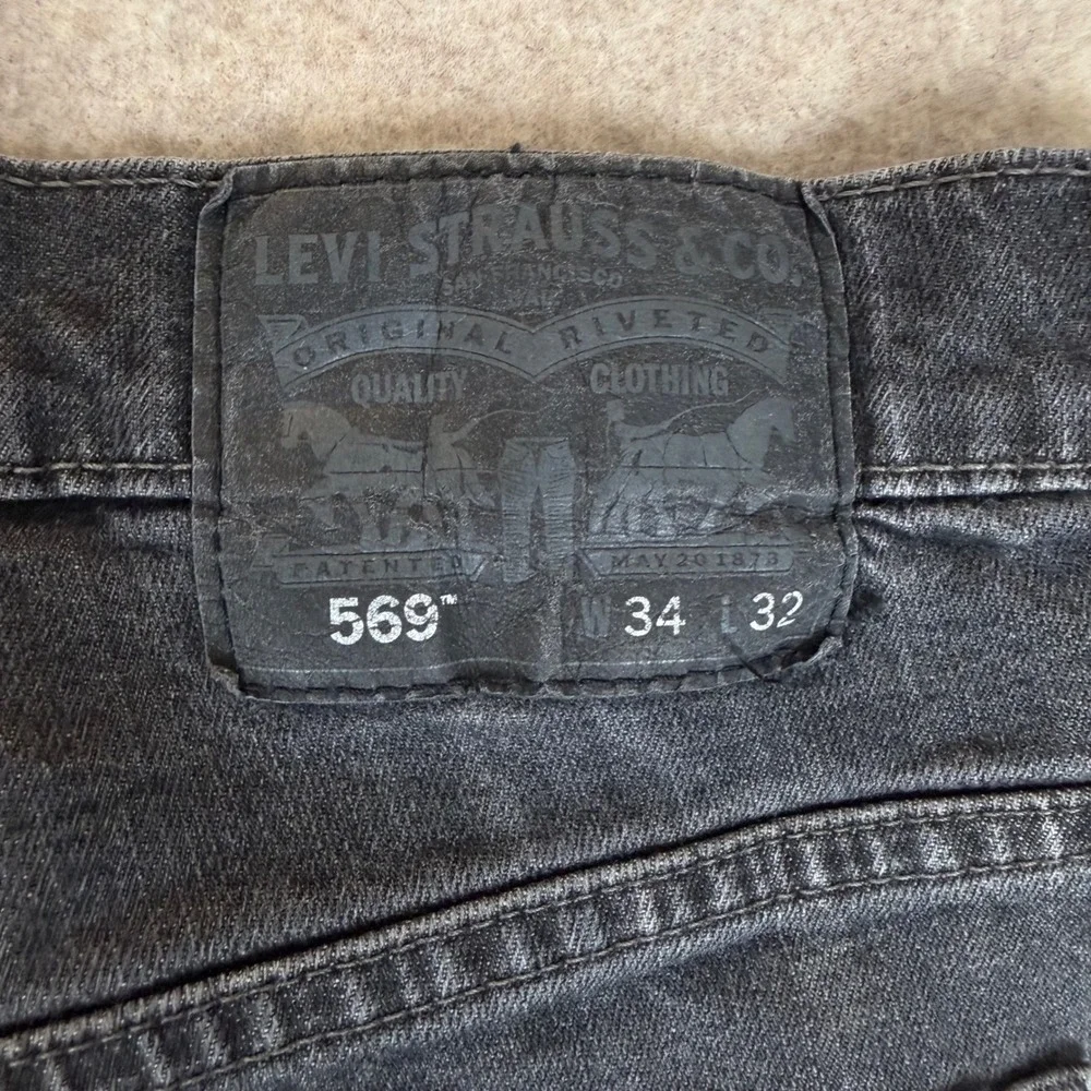 Levis 569 Loose Straight Jeans 34x32 Faded Black Denim 00569-0159